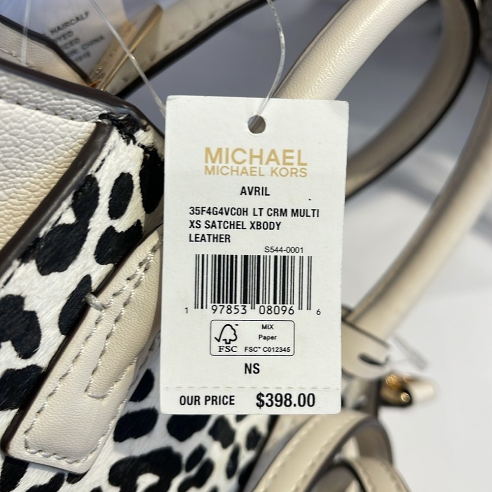 Avril Extra-Small Cheetah Print Calf Hair and Leather Satchel LT CRM MUL… - Picture 4 of 16